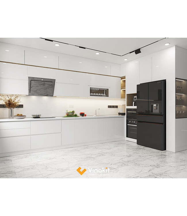 Mẫu tủ bếp Inox cánh Acrylic hệ modul rời CNC IN41