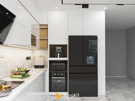 Mẫu tủ bếp Inox cánh Acrylic hệ modul rời CNC IN41