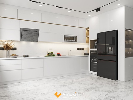 Mẫu tủ bếp Inox cánh Acrylic hệ modul rời CNC IN41