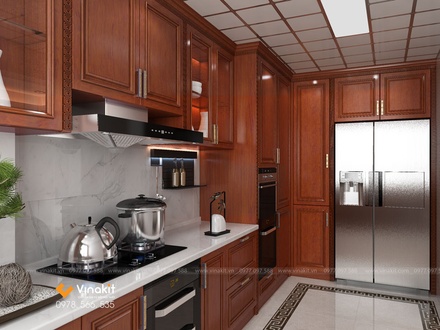 Mẫu tủ bếp gỗ gõ Vinakit GG06