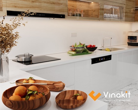 Mẫu tủ bếp Inox cánh Acrylic hệ modul rời CNC IN40