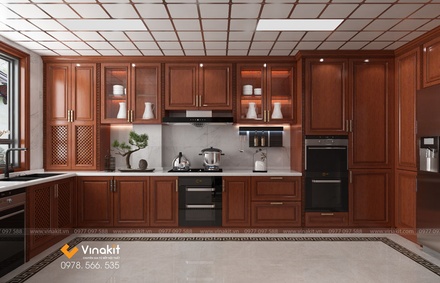 Mẫu tủ bếp gỗ gõ Vinakit GG06