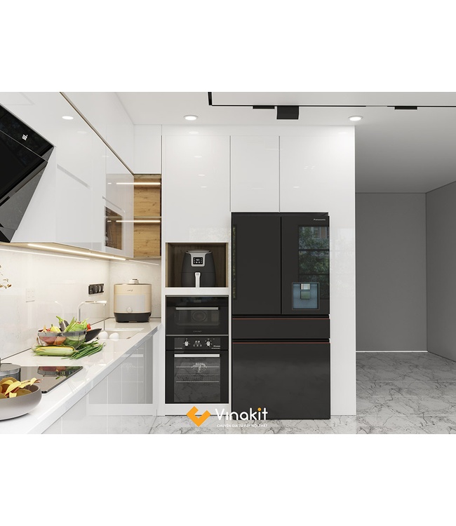 Mẫu tủ bếp Inox cánh Acrylic hệ modul rời CNC IN41