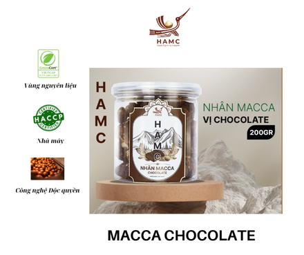 Nhân Mắc ca phủ chocolate. Hũ 200g