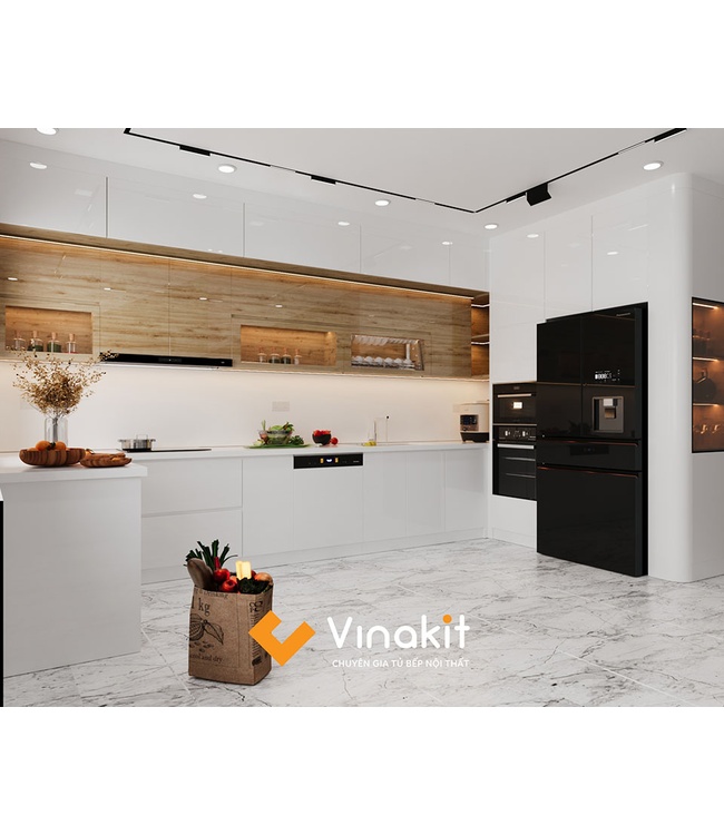 Mẫu tủ bếp Inox cánh Acrylic hệ modul rời CNC IN40