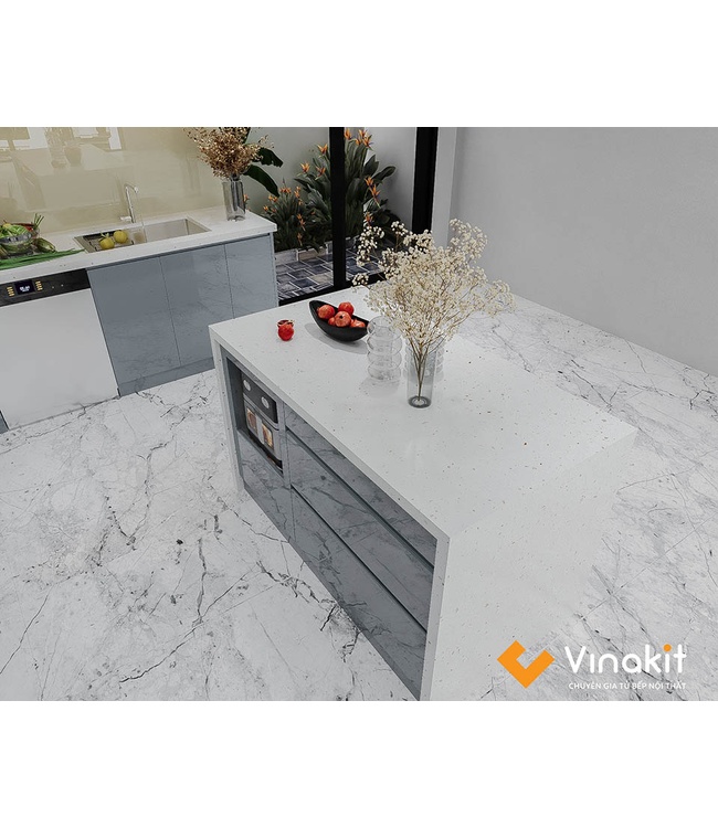 Mẫu tủ bếp Inox cánh Acrylic hệ modul rời CNC IN38