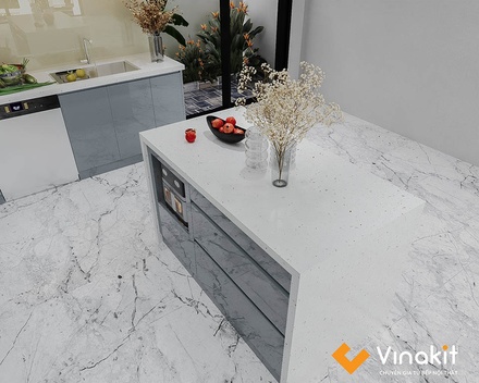 Mẫu tủ bếp Inox cánh Acrylic hệ modul rời CNC IN38