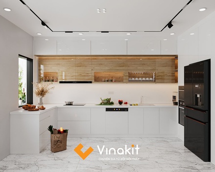 Mẫu tủ bếp Inox cánh Acrylic hệ modul rời CNC IN40