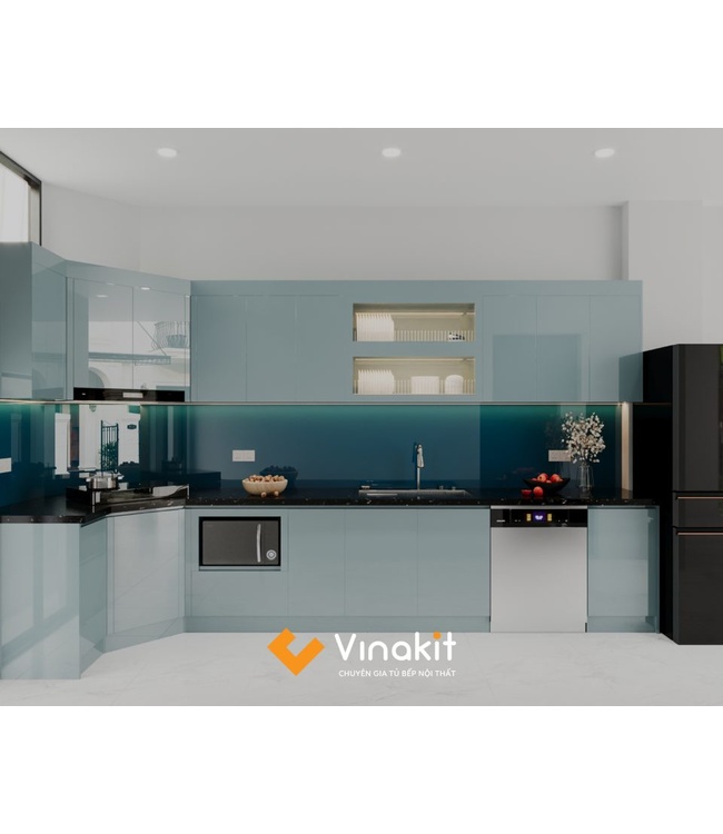 Mẫu tủ bếp Inox cánh Acrylic hệ modul rời CNC IN36